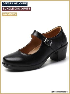 Classic Closed Toe Mary Jane Heels Platform Dressy Pumps